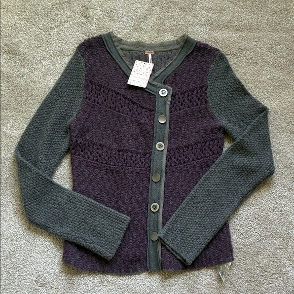 Free People | wool blend Purple and Gray Cardigan - Picture 1 of 7